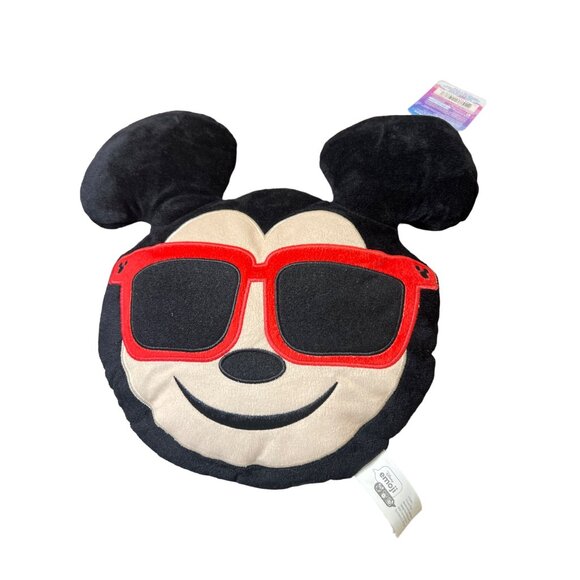 Disney Emoji Mickey Mouse Plush Pillow 14" With Red Sunglasses New With Tags - Picture 1 of 4